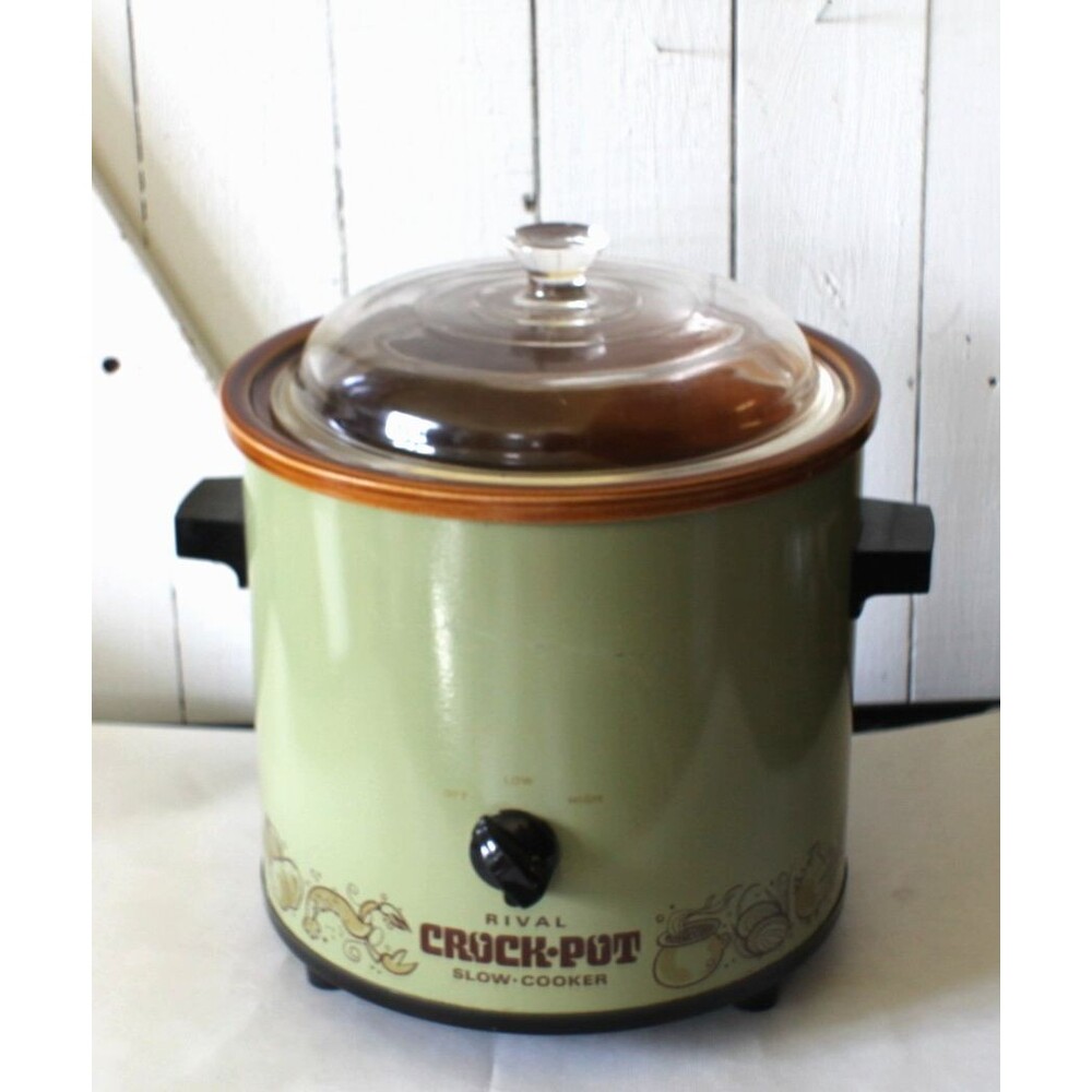 Vintage Rival Crock Pot Slow Cooker Avocado Green 1970s Model 3100/2 Works